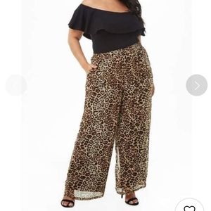Plus size leopard print Palazzo pants